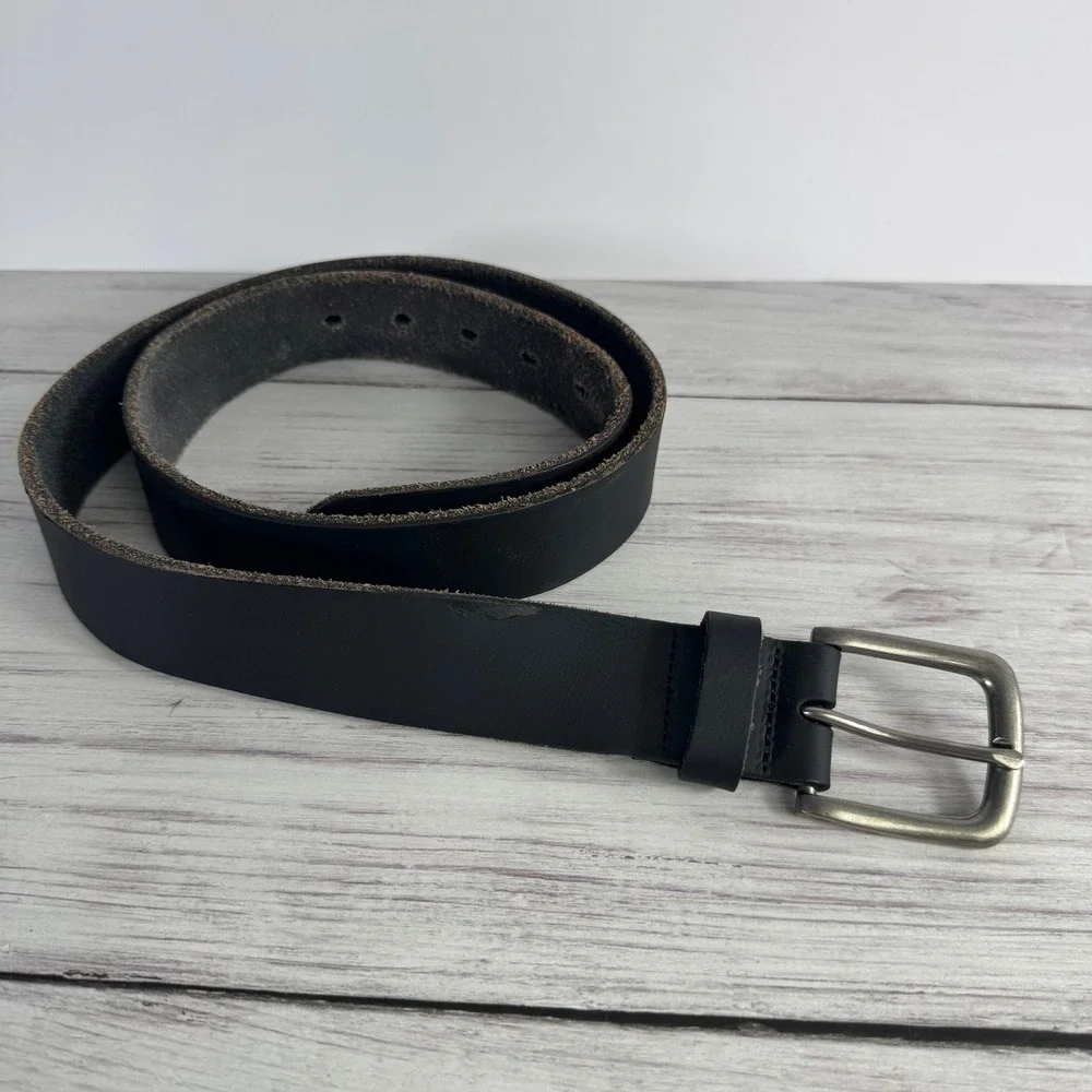 Vatan Mens Black Genuine Leather Belt Size 36 Casual Rugged‎ Workwear Buckle